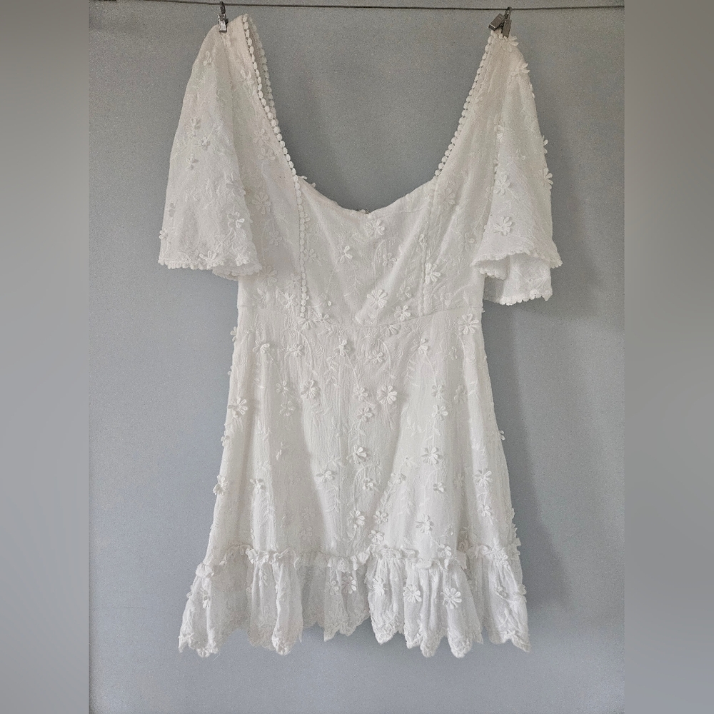 Showpo White Mini Dress with Floral Appliqué